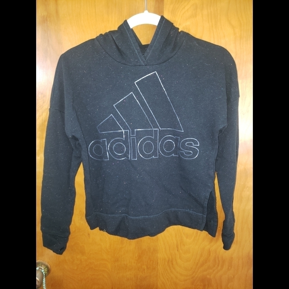 Adidas Girls Black Sparkly Hoodie w/Thumbhole